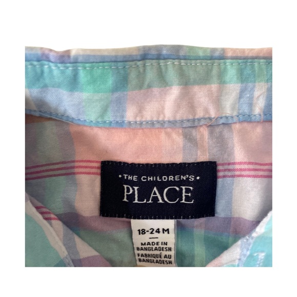 Children’s Place SS Shirts (2) 18-24 Mo 1)Royal Blue 2)Pastel Plaid /Worn Once - Picture 4 of 7
